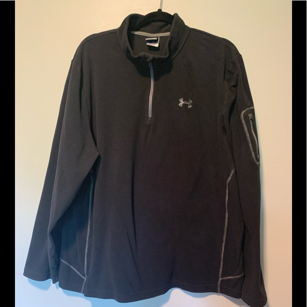 Under Armour Light Fleece Black Quarter Zip Pullover Sz XXL